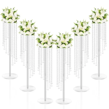 10db 50/9070/100 cm akril esküvői virágállvány függönygyöngyökkel elegáns csillár állványok kristályvirág vázák esküvő 2817