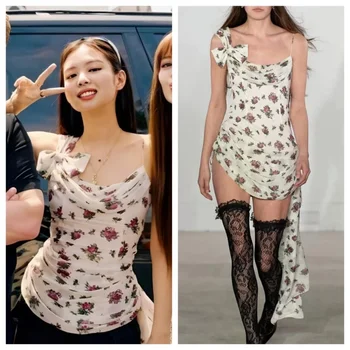 Új Kpop koreai énekes utcai táncos jelmez Y2k ruházat koncert szexi vékony íj harisnyatartó crop topok előadás öltöny színpadi viselet