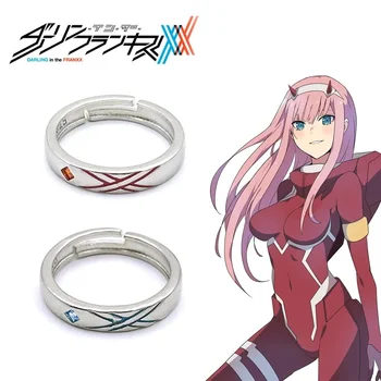 Anime Drágám a Franxx Zero Two 02 Cosplay Red Blue Couple Style állítható gyűrűs fém gyűrűs gyűrűk divatékszerek