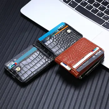 Krokodil nyomtatású pénztárca telefontok Samsung Galaxy Z Flip 4-hez Flip4 5G levehető hitelkártya-nyílástartó zsebbőr tok
