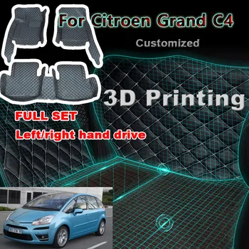 Autó padlószőnyegek Citroen Grand C4 Picasso SpaceTourer 7seat 2006~2013 bőr szőnyeg szőnyegek pad belső alkatrészek autó kiegészítők 2010